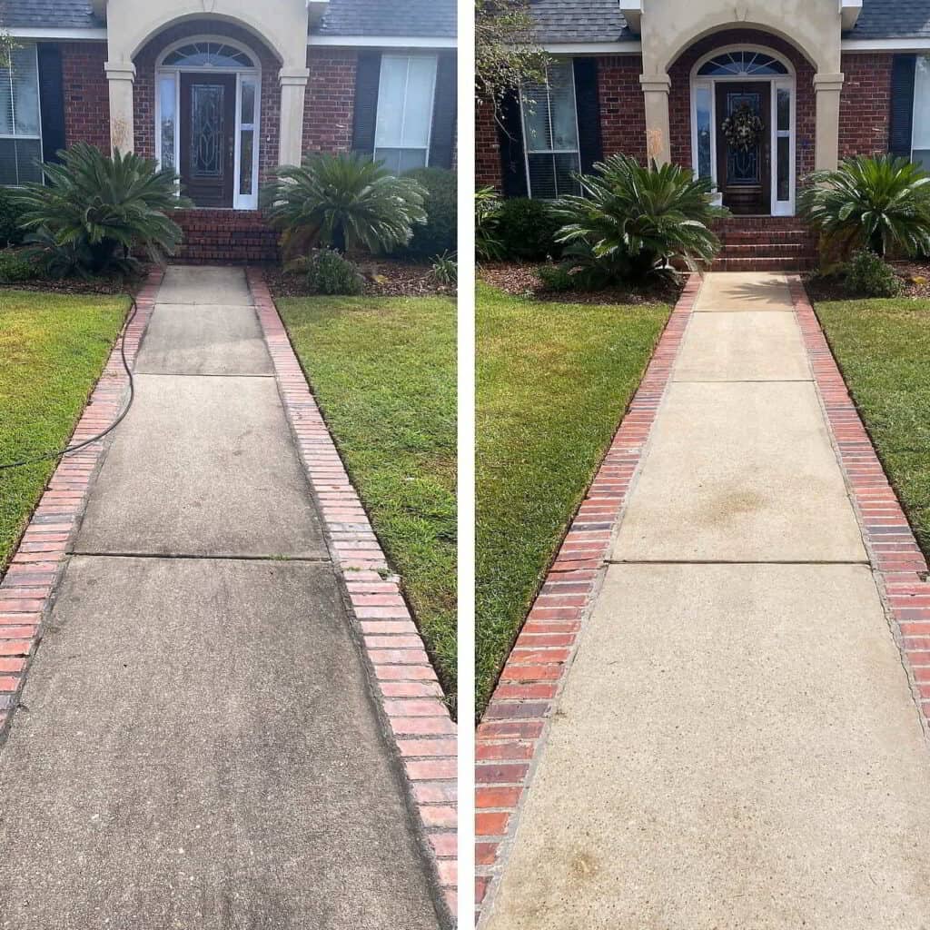 pressure washing in slidell walkway