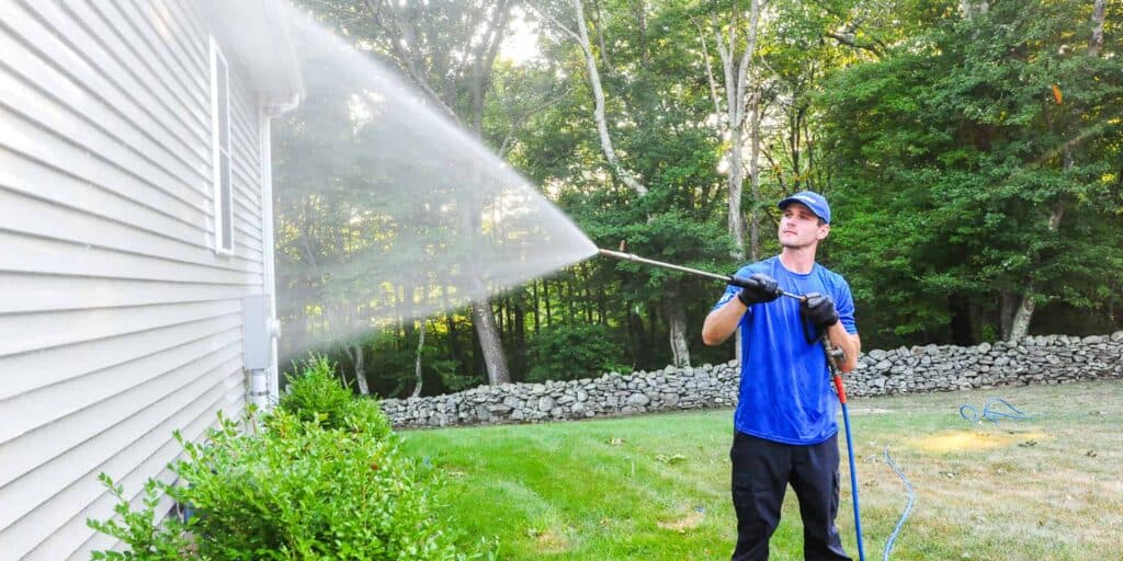 Pressure washing gutters